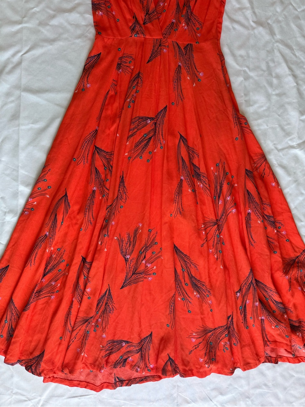 Free People retro coral print midi dress - Picture 4 of 12